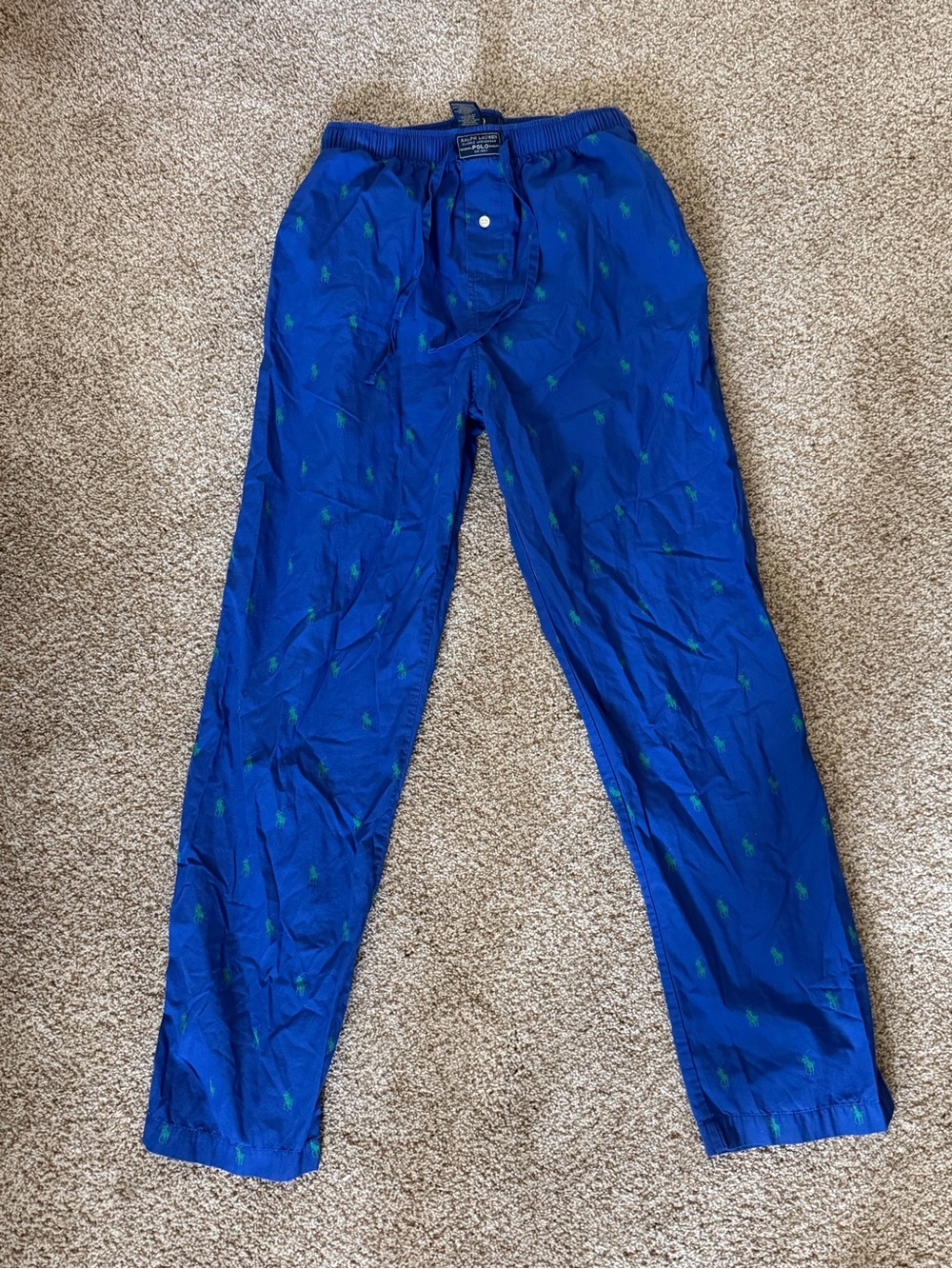 Polo by Ralph Lauren Royal Blue Polo Pony Print Lounge Sleep Pants Size Small - Picture 2 of 6